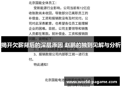 揭开欠薪背后的深层原因 赵鹏的独到见解与分析