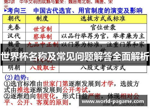 世界杯名称及常见问题解答全面解析